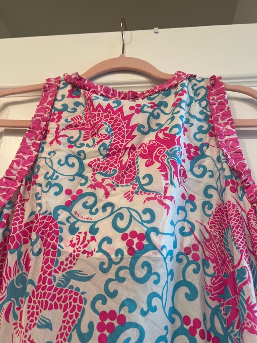 Gretchen Scott Designs Pink & Turquoise Dragon Print Mini Dress - Picture 10 of 16